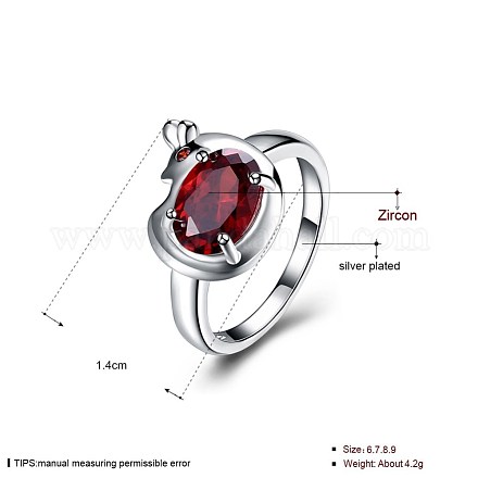 Elegante anillo de dedo de circonio cúbico de latón RJEW-BB26776-C-8-1
