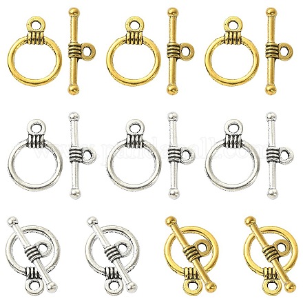 20Pcs 2 Colors Tibetan Style Alloy Toggle Clasps FIND-YW0004-23-1