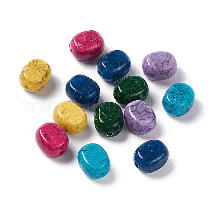 Crackle Opaque Acrylic Beads OACR-C006-19-1