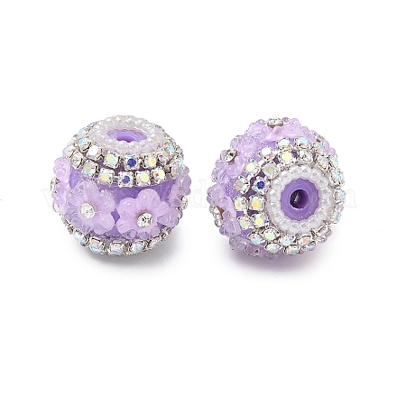 Блестящие смоляные бусины-цветы со стразами OACR-D310-01P-G-1