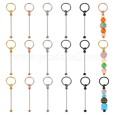 15 шт. 5-х цветные железные стержни для брелоков с бусинами AJEW-TA0002-14-1