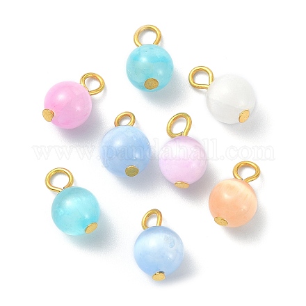 Natural Selenite Dyed Round Charms PALLOY-JF02119-1