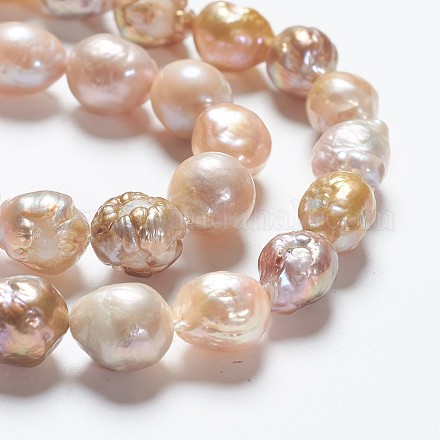 Fili di perle di keshi di perle barocche naturali PEAR-Q004-37-1