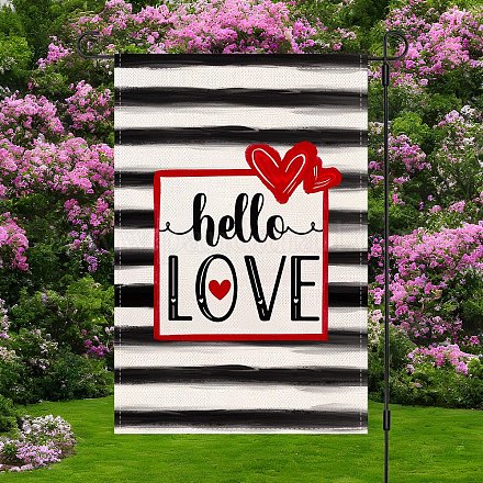 Banderas de jardín de lino con tema del día de San Valentín. AJEW-H146-03B-1