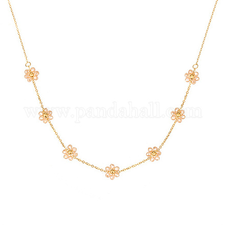 Colliers avec pendentif en perles de fleurs en acier inoxydable plaqué or véritable 18k pour femmes ZU7847-4-1