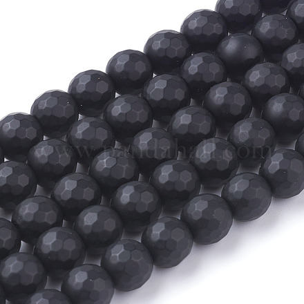 Chapelets de perles en pierre noire synthétique G-C059-8mm-1-1