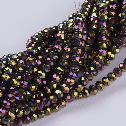 Electroplate Glass Beads Strands GLAA-F077-FP01-1