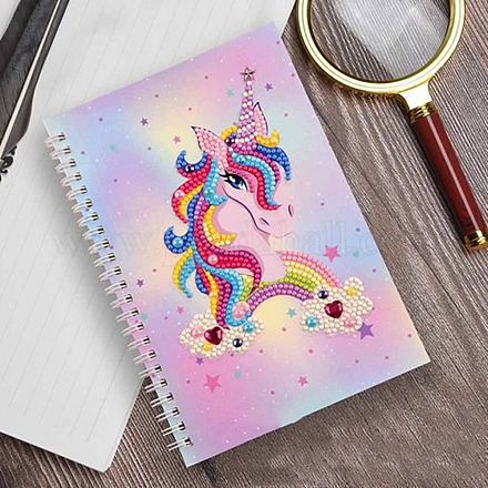 Kits de cuadernos de pintura de diamante diy con patrón de unicornio UNIC-PW0001-028B-1