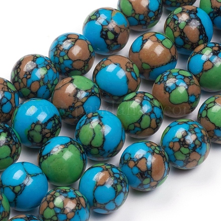 Chapelets de perles en turquoise synthétique TURQ-G832-03-14mm-1