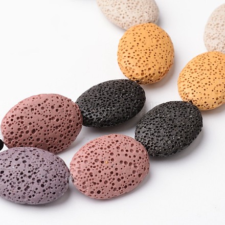 Dyed Oval Synthetic Lava Rock Beads Strands G-F259-05-1