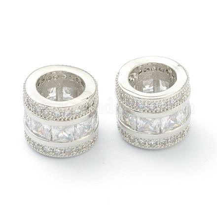 Perles de style européen en zircone cubique transparente en laiton ZIRC-B010-01P-1