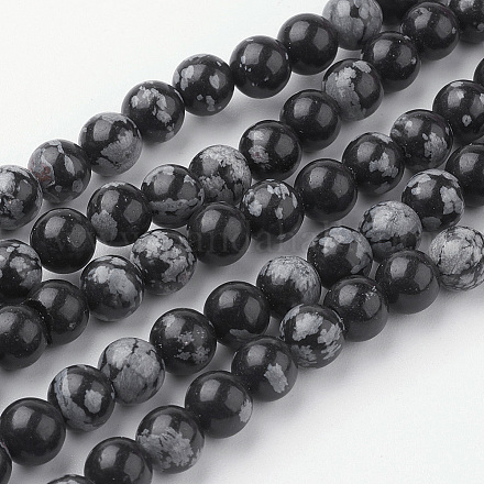 Flocon de neige naturelle chapelets de perles en obsidienne G-G735-72-6mm-1