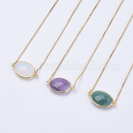 Natural & Synthetic Mixed Stone Pendant Necklaces NJEW-JN02064-1