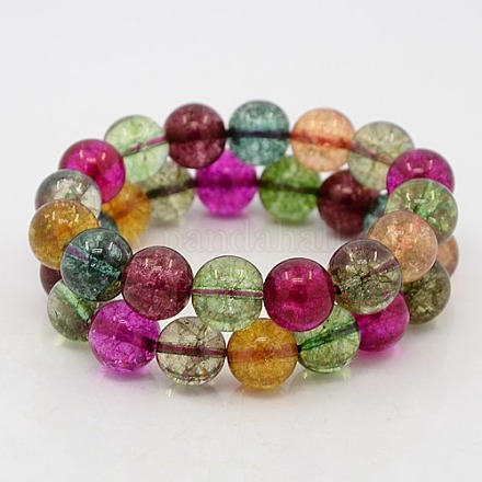 Synthetic & Dyed Crackle Quartz Beaded Stretch Bracelets BJEW-F046-01-10mm-1
