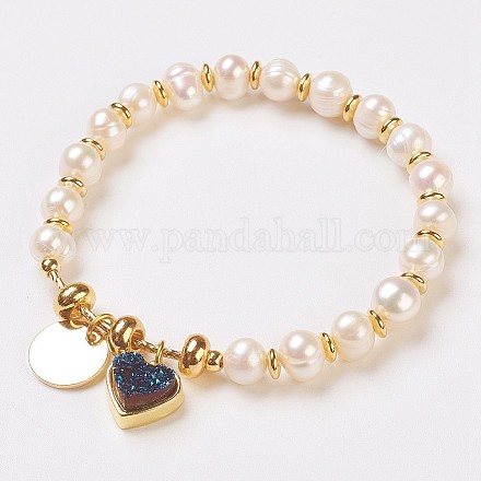 Pearl Beads Stretch Bracelets BJEW-I261-01A-1