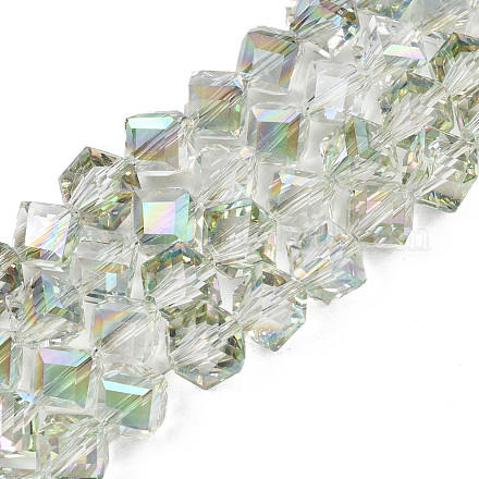 Galvanisieren transparente Glasperlen Stränge EGLA-N002-29-C03-1