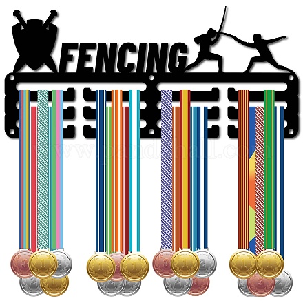 Espositore da parete con porta medaglie in ferro a tema sportivo ODIS-WH0055-049-1