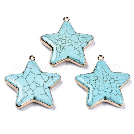 Estrella colgantes de color turquesa sintético G-N326-69A-01-1