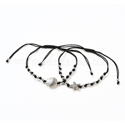 Einstellbare Nylonfaden geflochtene Perlen Armbänder Sets BJEW-JB05590-1