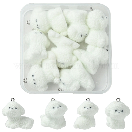 4стиль 8 шт. подвески в виде милых щенков из флокированной смолы RESI-YW0003-43B-1