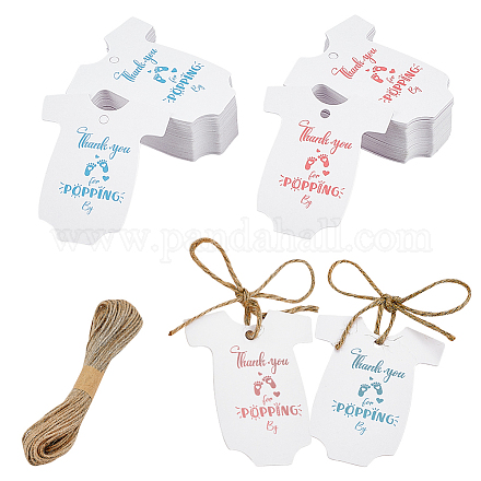 Arricraft 100 pièces 2 couleurs empreinte de bébé forme de chenille étiquettes-cadeaux en papier DIY-AR0002-87-1