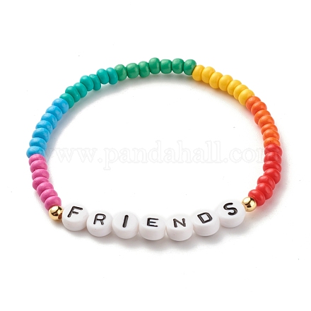 Word FRIENDS Stretch Bracelets BJEW-JB07524-11-1