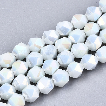Electroplate Opaque Glass Beads Strands EGLA-T019-05S-1