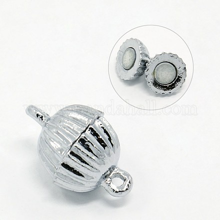 Zinc Alloy Striped Round Magnetic Clasps PALLOY-F019-P-1