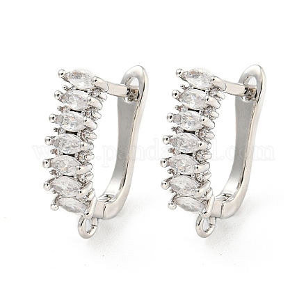 Покрытие стойки латунь микропаве фианит серьги обручи EJEW-C102-19P-1