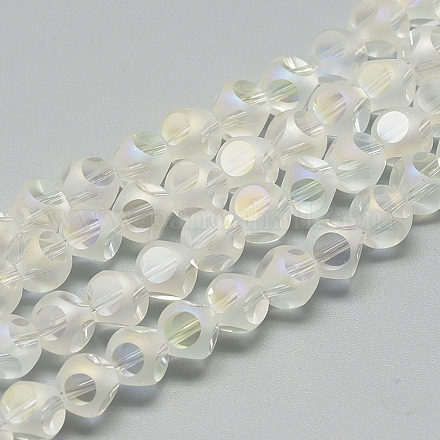 Fili di perline di vetro trasparente placcato ab colore X-EGLA-R108-8mm-A06-1
