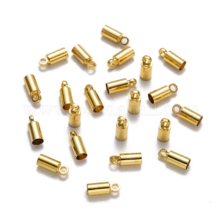 真鍮製コードエンドパーツ  ニッケルフリー  ゴールドカラー  9x3.5mm  穴：1.5mm  3mm内径 X-EC038-NFG-1
