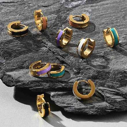 Ионное покрытие (ip) 304 нержавеющая сталь эмалированные серьги-кольца EJEW-P300-03G-1