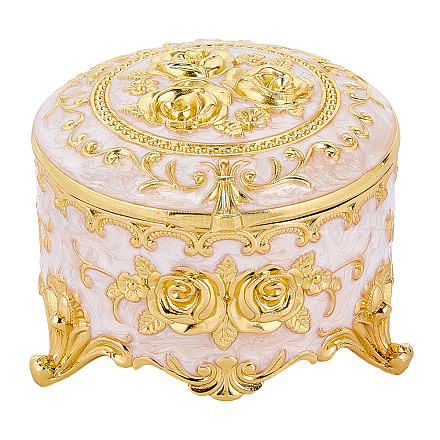 Декоративные коробки для хранения безделушек из розовой эмали CON-WH20001-20A-1