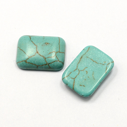Fornituras artesanales teñidos turquesa piedra preciosa sintética espalda plana cabuchones TURQ-S261-10x14mm-01-1