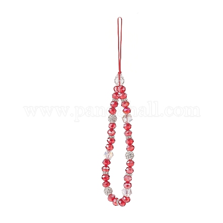 Rondelle Glass & Polymer Clay Rhinestone Beads Phone Hand Strap Chains HJEW-JM00877-03-1