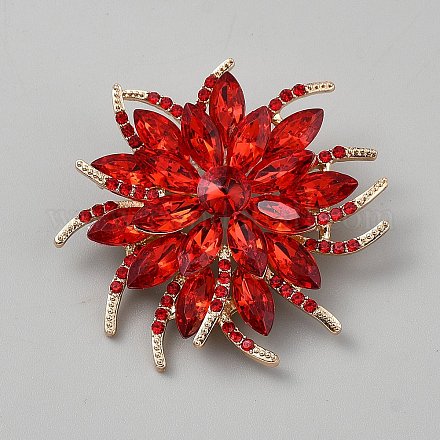 Булавки для лацкана из цветочного сплава со стразами для свадебной вечеринки&nbsp;JEWB-WH0001-42G-04-1