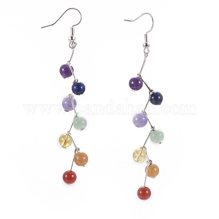 Natural Mixed Stone Dangle Earrings EJEW-JE02978-01-1