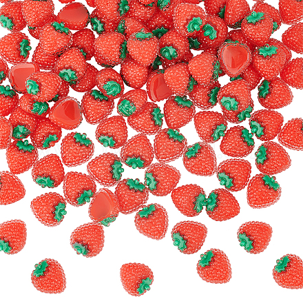 DICOSMETIC 100Pcs Red Strawberry Resin Cabochons Set Fruit Translucent Epoxy Cabochons Bright Small Cabochons for DIY Scrapbooking Phone Case Jewelry Crafts Making Home Decoration CRES-DC0001-01-1