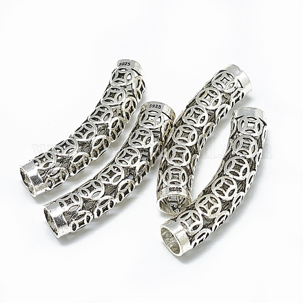 Perles de tube thaï 925 argent sterling STER-T002-30AS-1