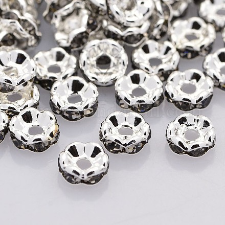 Abalorios de latón Diamante de imitación espaciador RB-A014-L6mm-12S-1
