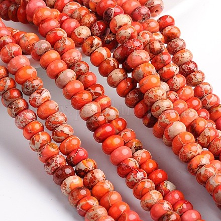 Dyed Natural Imperial Jasper Rondelle Beads Strands G-M275-02-8mm-1