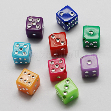 Mixed Plating Acrylic Dice Beads X-PACR-S196-7x7mm-M-1