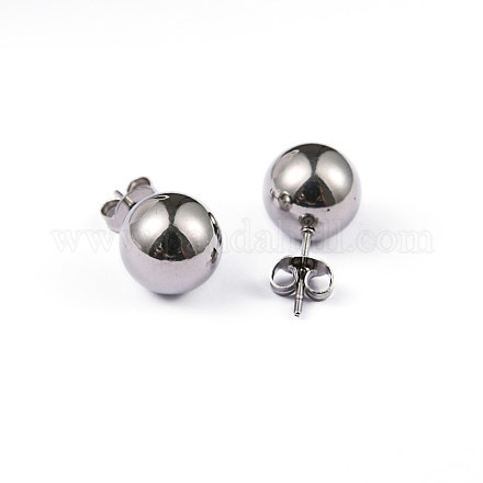 304 Stainless Steel Ball Stud Earrings EJEW-2224-10mm-P-1
