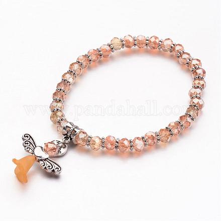 Glass Beads Stretch Bracelets BJEW-JB02546-05-1