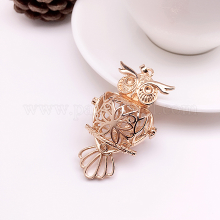 Brass Bead Cage Pendants FIND-PW0008-05KCG-1
