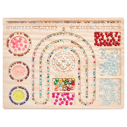 BENECREAT Wooden Bead Board Bead Design Board Bead Making Supplies Beading Trays Mats 15x11.8 Inch for Bracelet Necklaces Jewelry Making DIY Design ODIS-WH0025-144C-1