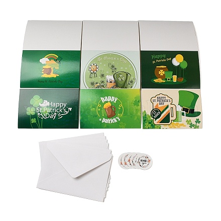 Carte de voeux en papier rectangle de la Saint Patrick AJEW-D060-01D-1