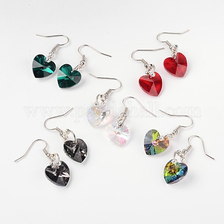 Heart Glass Dangle Earrings EJEW-JE01737-1