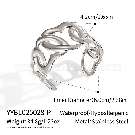 Открытая манжета в стиле винтаж из нержавеющей стали 304 в форме сердца для женщин WQ6407-2-1