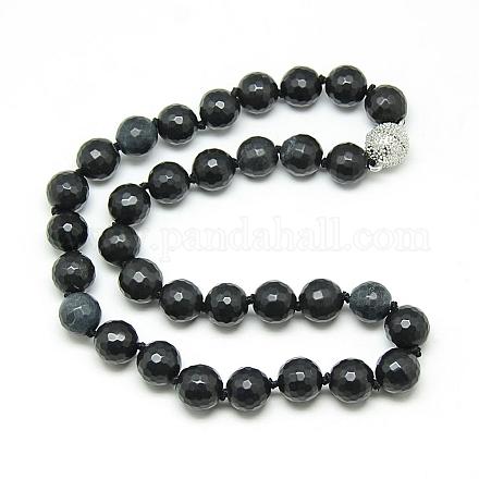 Colliers de perles naturelles d'obsidienne G-T015-F02-1